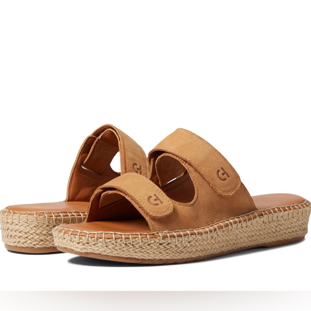 Cole Haan Women's Cloudfeel Espadrille Slide Sandal Wedge in Pecan Nubuck Jute